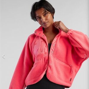 FREE PEOPLE fp movement hit the slopes fleece jacket hot pink neon hibiscus M